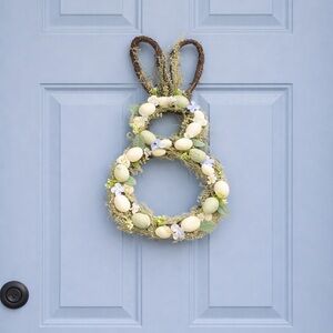 Springtime Easter Bunny Wreath with Pastel Accents.  13W X 28H